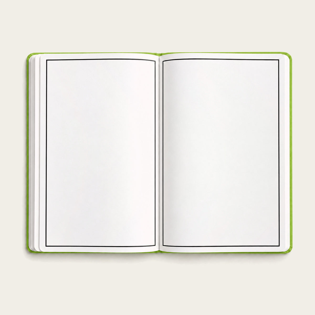 Infinote Classic Reusable Stone Paper AI Smart Notebook – Lime Green, open blank pages