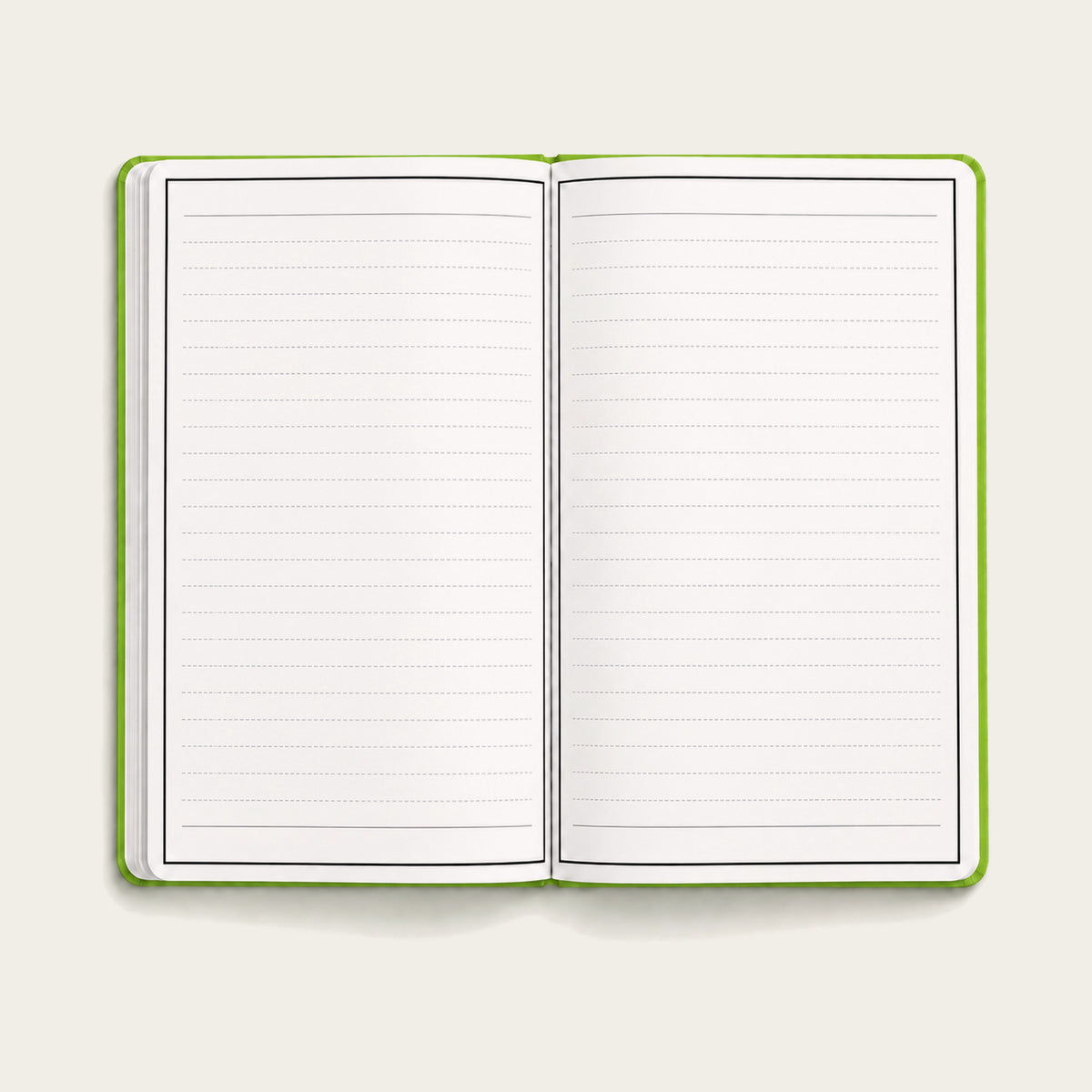 Infinote Classic Reusable Stone Paper AI Smart Notebook – Lime Green, open ruled pages