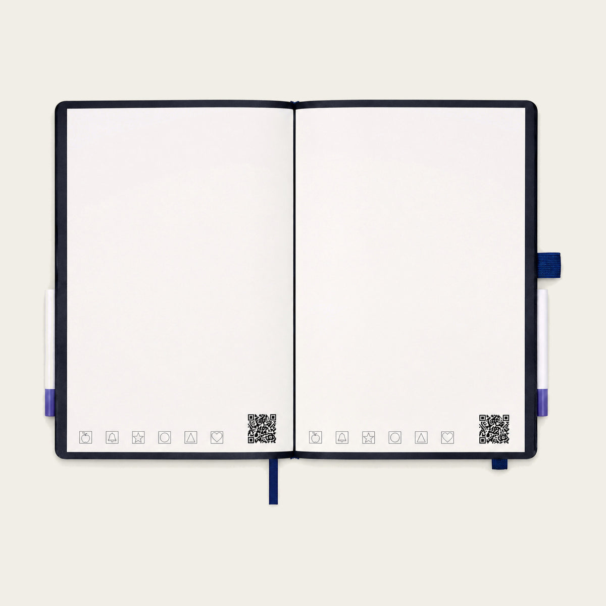 Infinote Classic Reusable Stone Paper AI Smart Notebook – Navy Blue, open blank pages