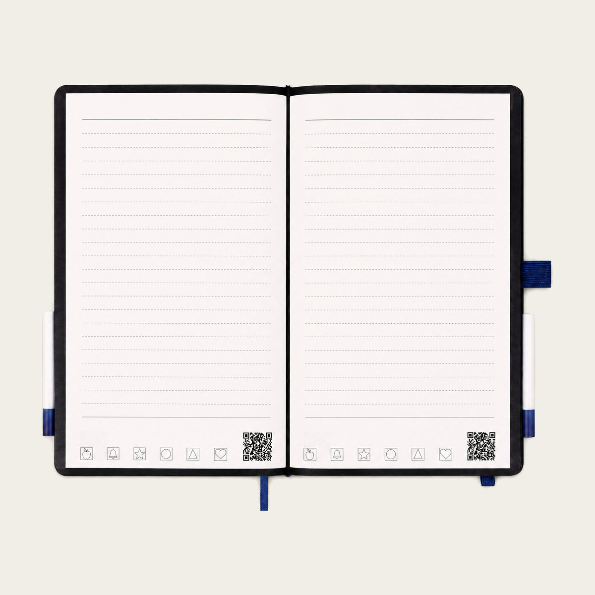 Infinote Classic Reusable Stone Paper AI Smart Notebook – Navy Blue, open ruled pages