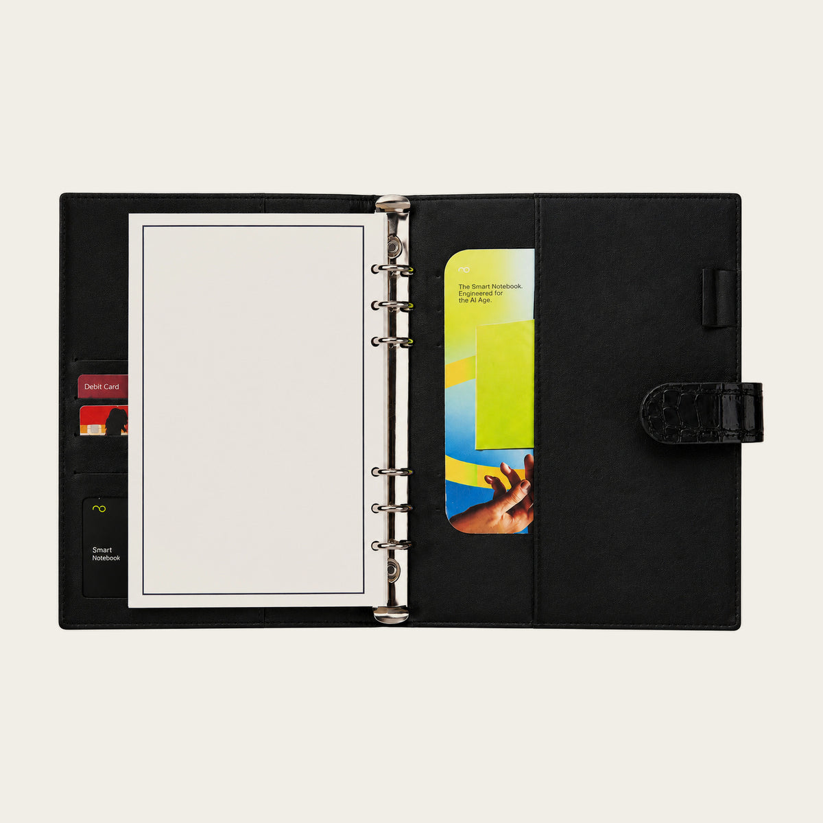 Infinote Elite Croc Limited Edition AI Planner Smart Notebook – Black Croc, inside back pockets