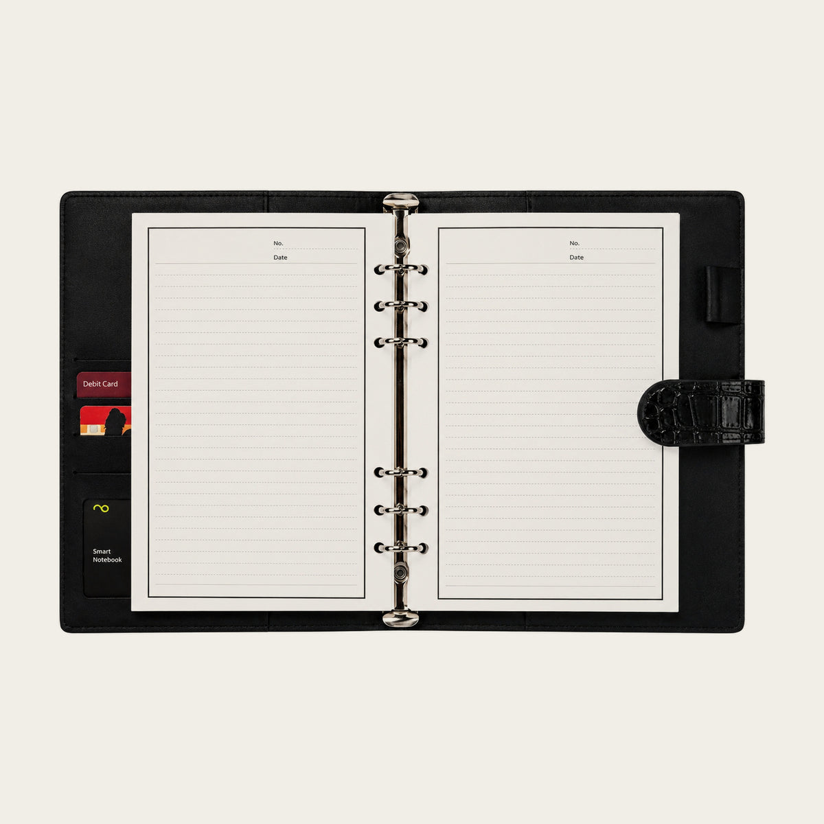 Infinote Elite Croc Limited Edition AI Planner Smart Notebook – Black Croc, open ruled pages