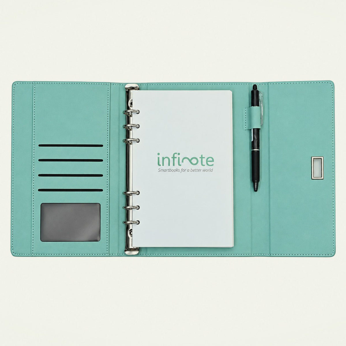 Infinote Elite Series AI Planner Smart Notebook – Seafoam, branding page