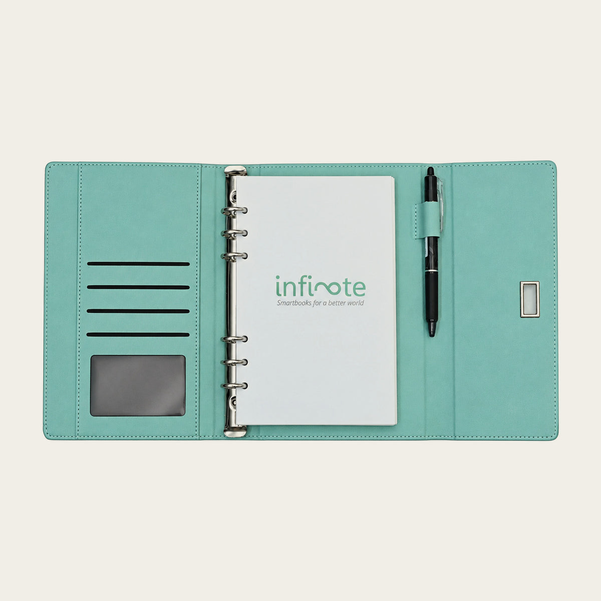 Infinote Elite Series AI Planner Smart Notebook – Seafoam, branding page