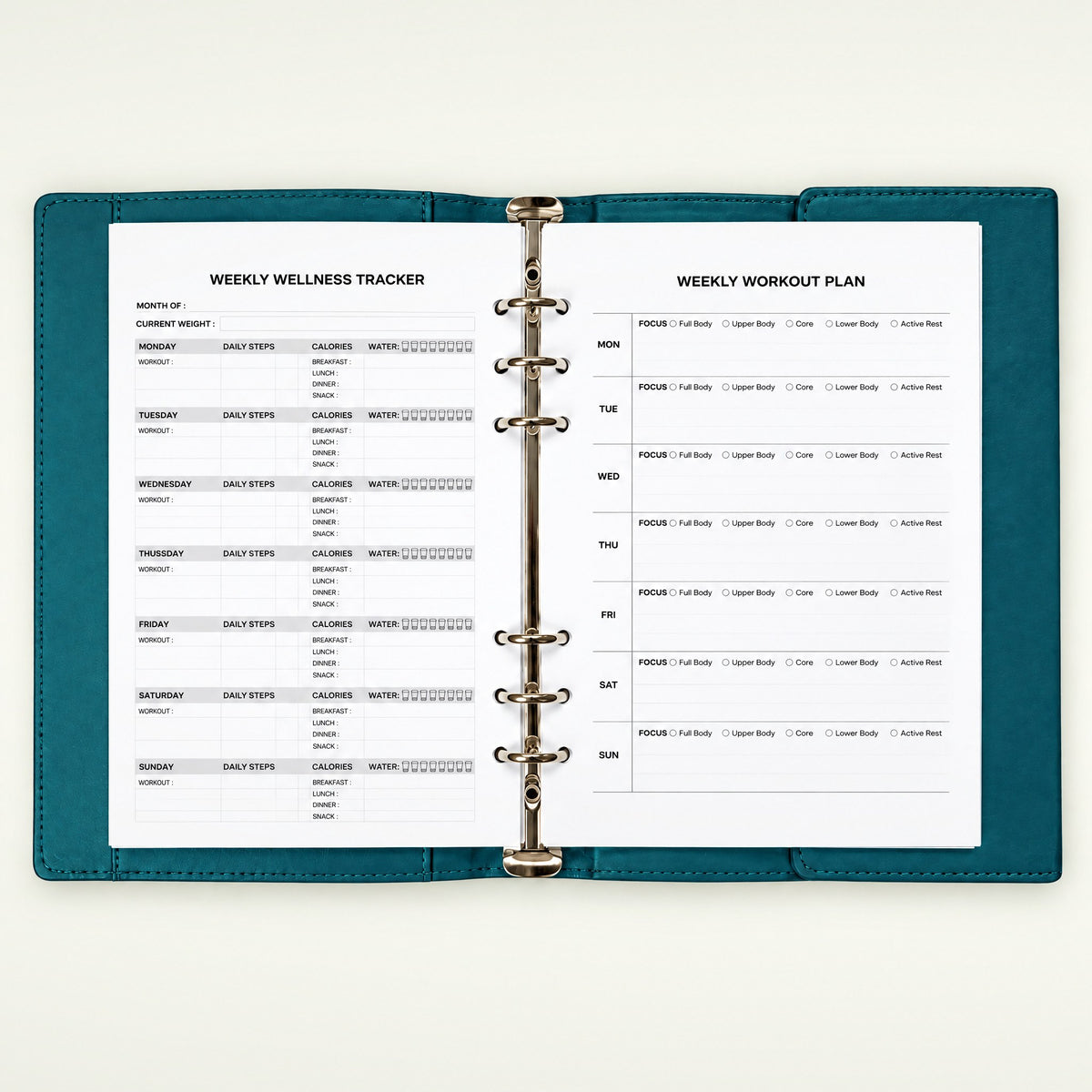 Infinote Elite Series AI Planner Smart Notebook – Turquoise, planner pages