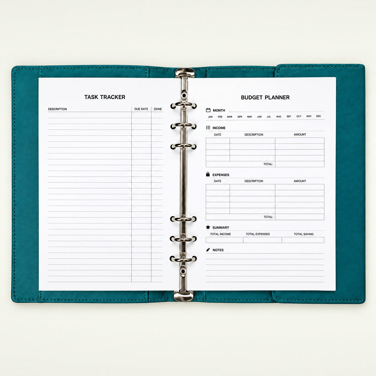 Infinote Elite Series AI Planner Smart Notebook – Turquoise, planner pages