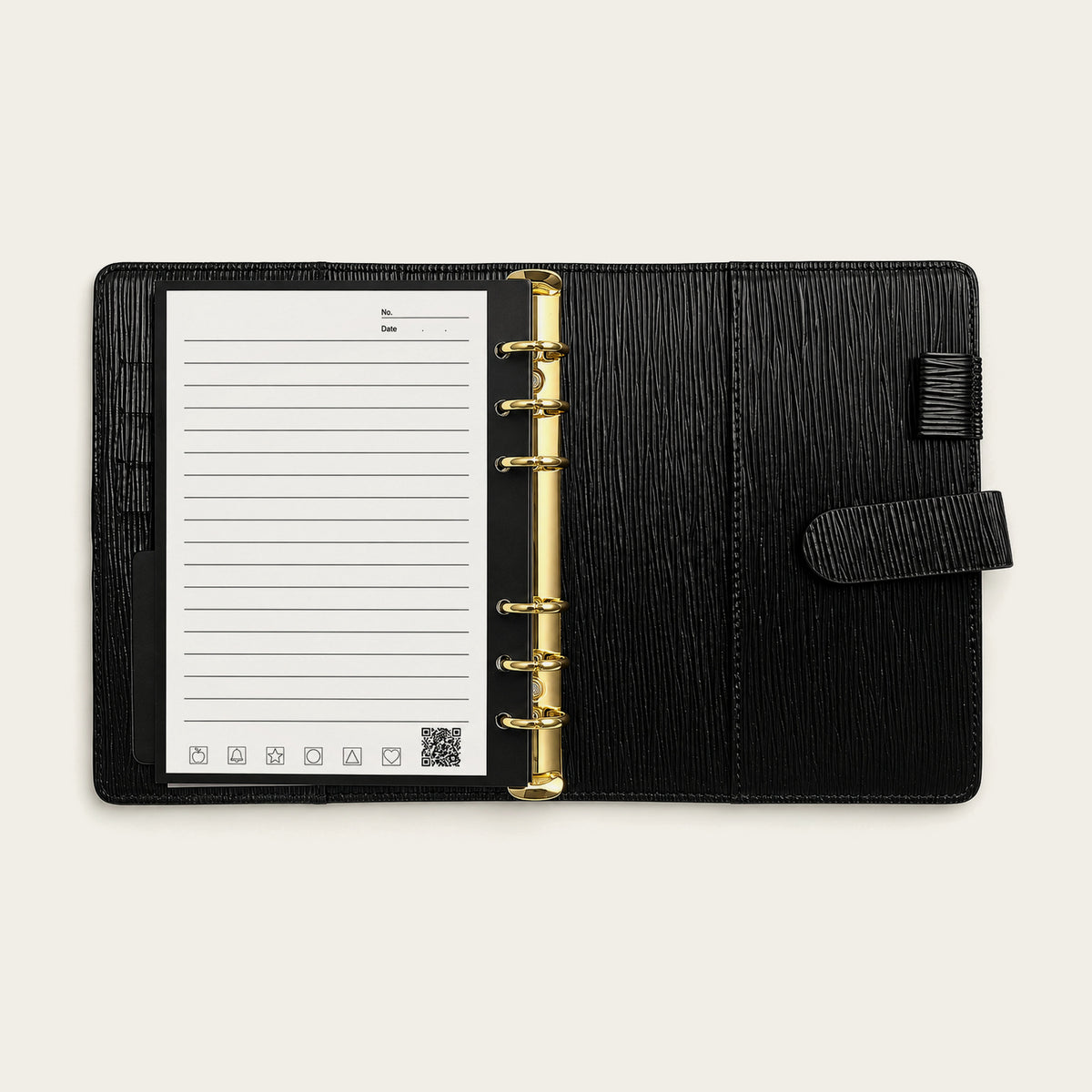 Infinote Executive Mini AI Smart Notebook – Black, open ruled page and cover