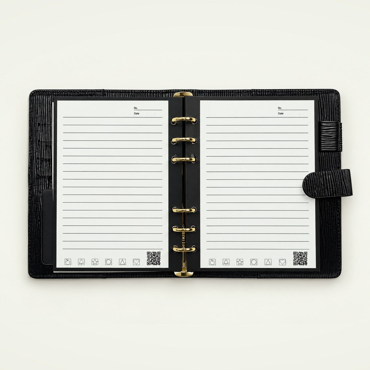 Infinote Executive Mini AI Smart Notebook – Black, open, ruled pages