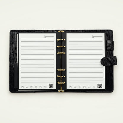 Infinote Executive Mini AI Smart Notebook – Black, open, ruled pages