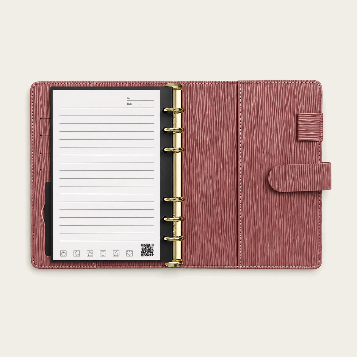 Infinote Executive Mini AI Smart Notebook – Mauve, open ruled page and cover