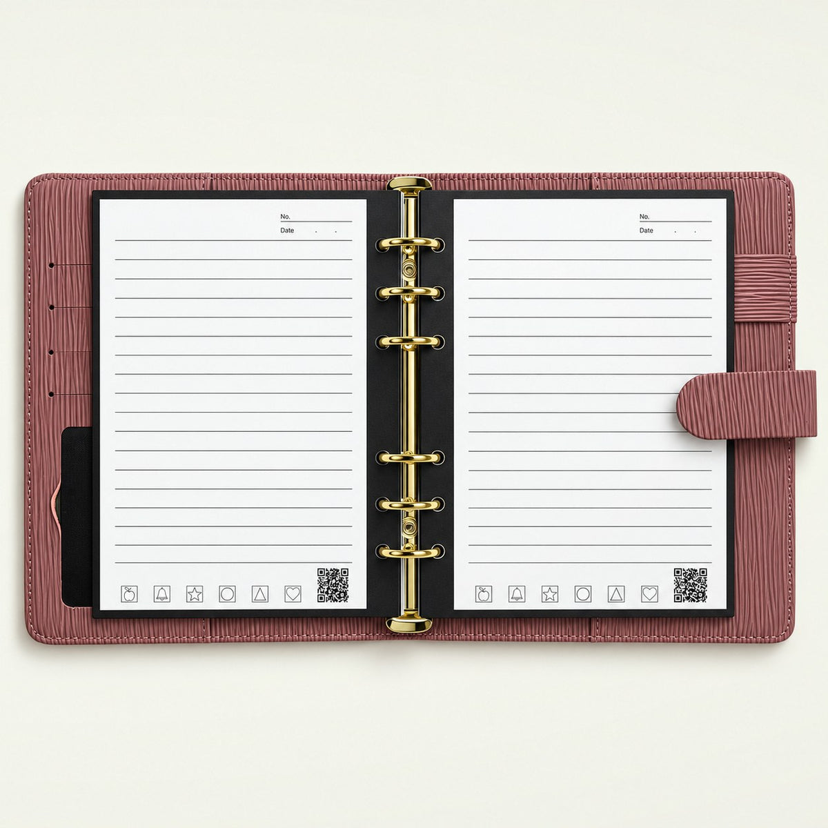 Infinote Executive Mini AI Smart Notebook – Mauve, open, ruled pages