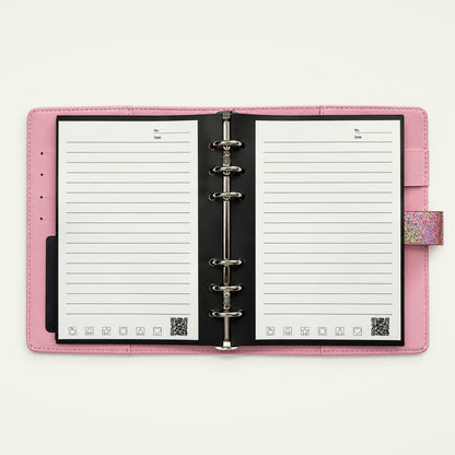 Infinote Executive Mini AI Smart Notebook – Pink, open, ruled pages