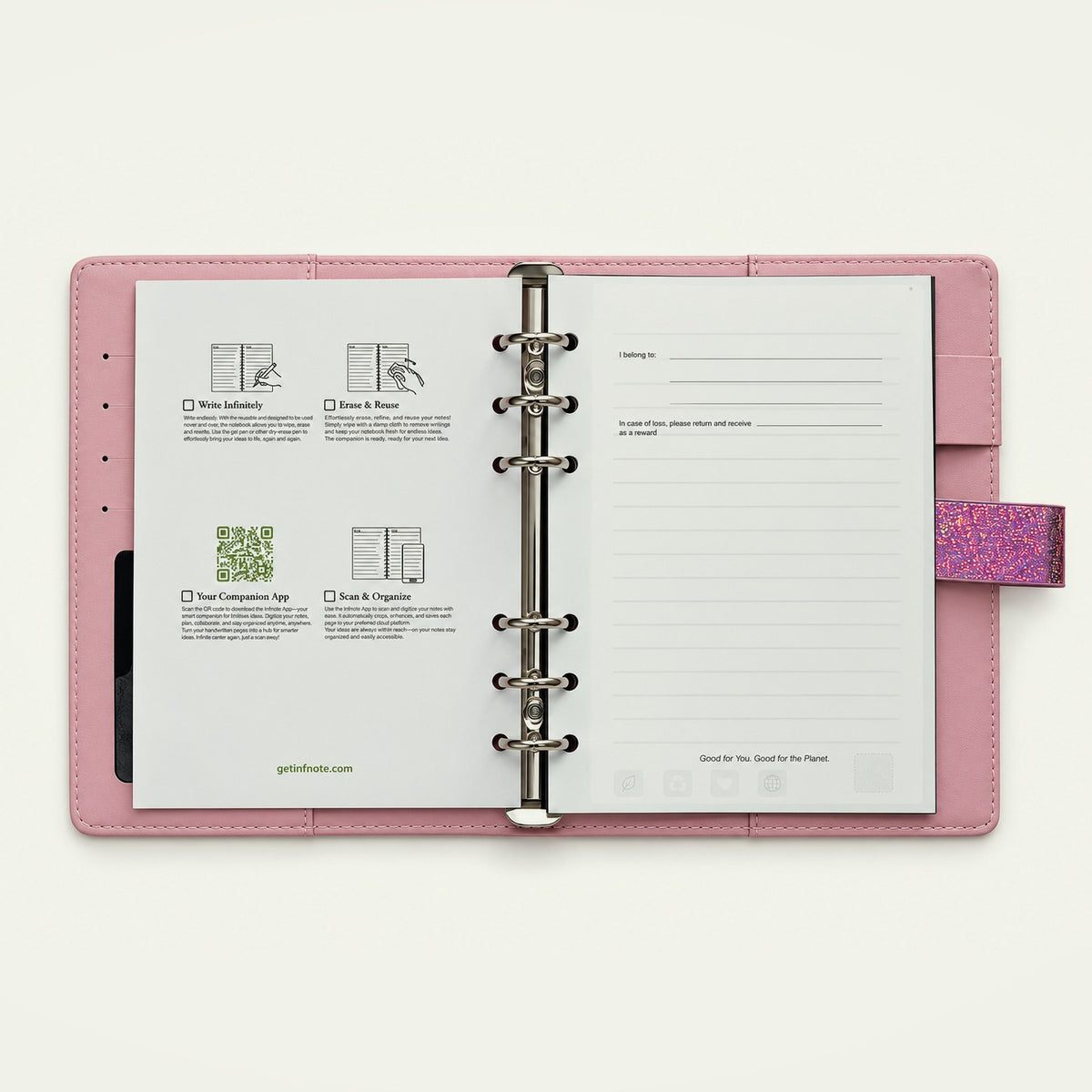 Infinote Executive Mini AI Smart Notebook – Rose Gold, instructions page