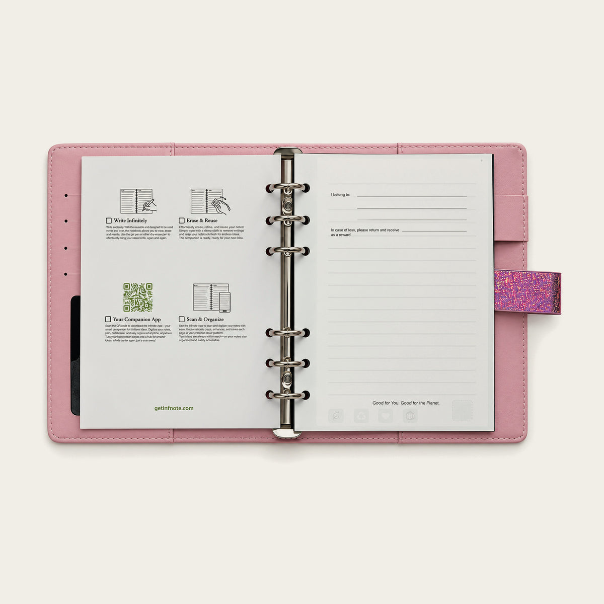 Infinote Executive Mini AI Smart Notebook – Rose Gold, instructions page