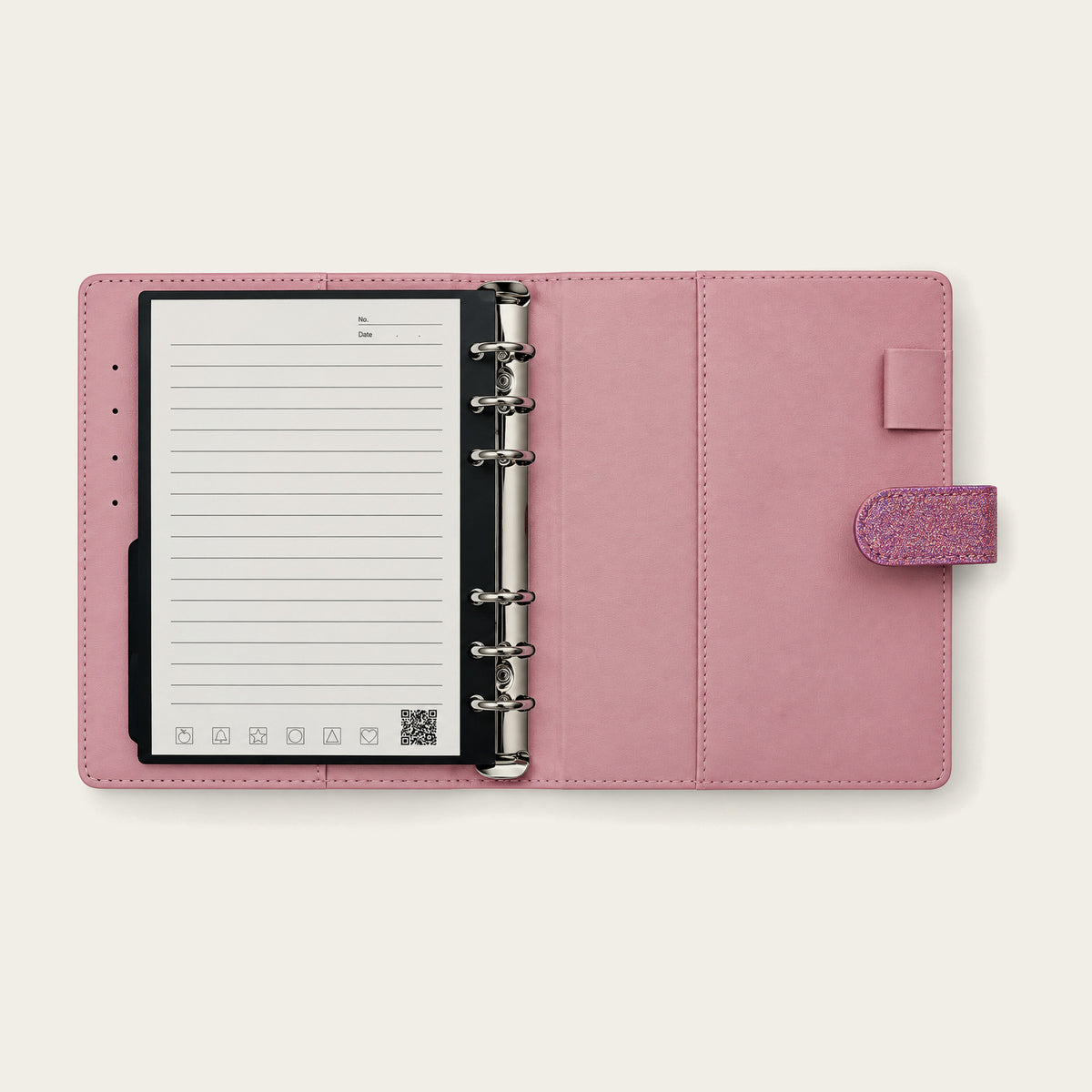 Infinote Executive Mini AI Smart Notebook – Rose Gold, open ruled page and cover