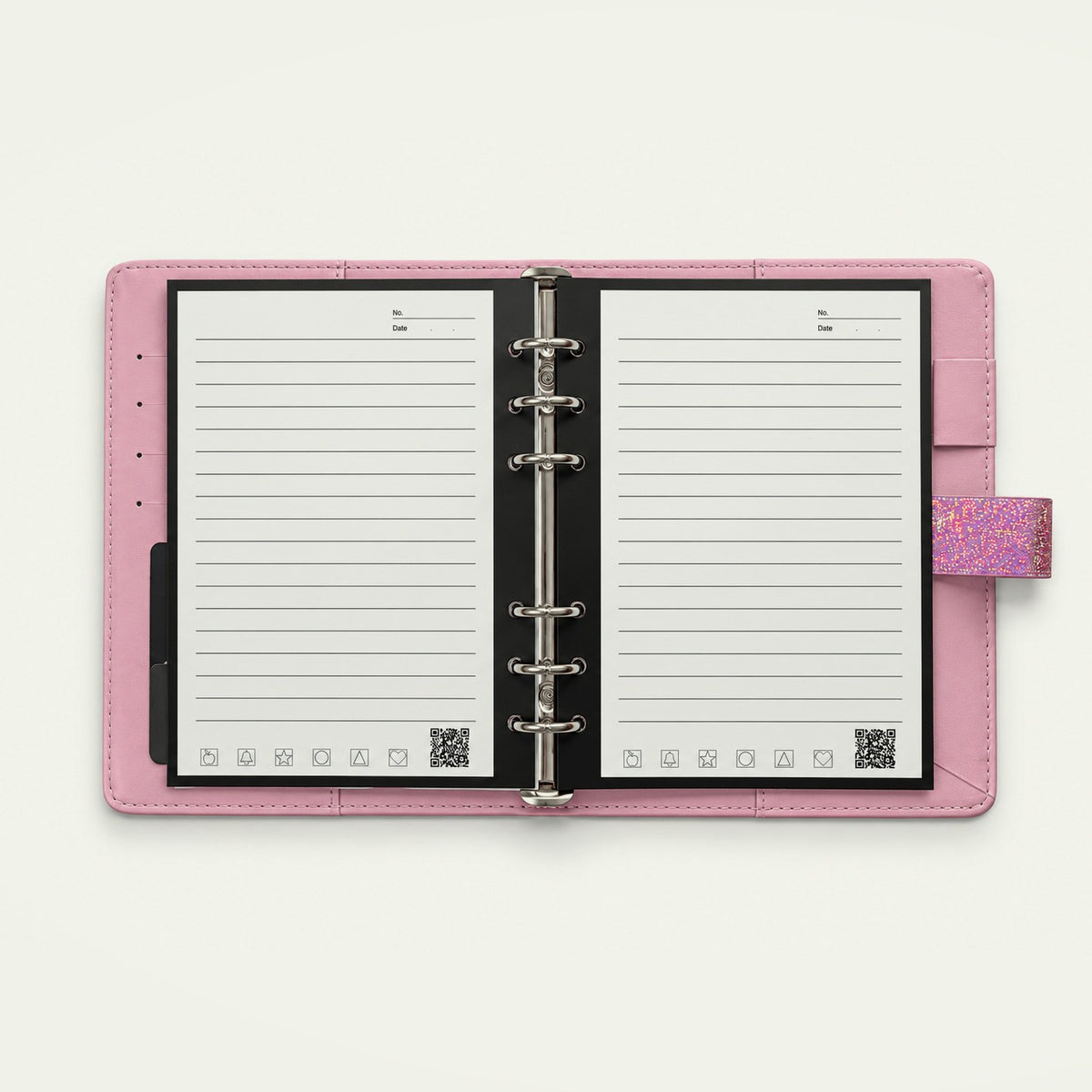 Infinote Executive Mini AI Smart Notebook – Rose Gold, open, ruled pages
