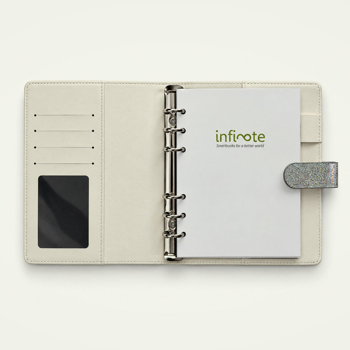 Infinote Executive Mini AI Smart Notebook – Silver, branding page