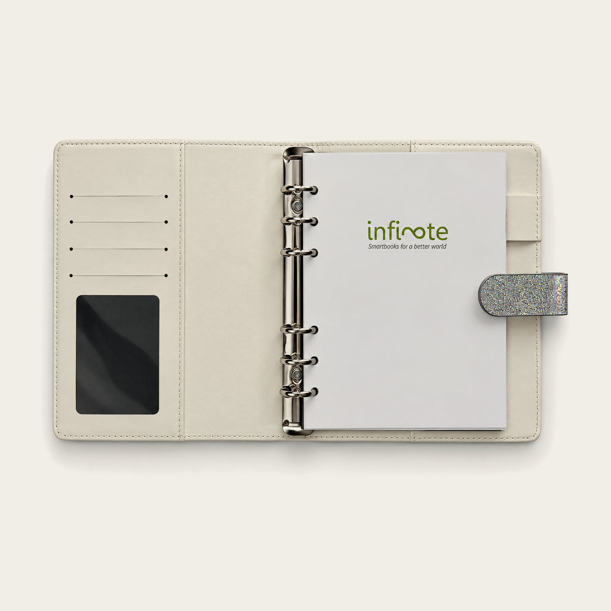 Infinote Executive Mini AI Smart Notebook – Silver, branding page