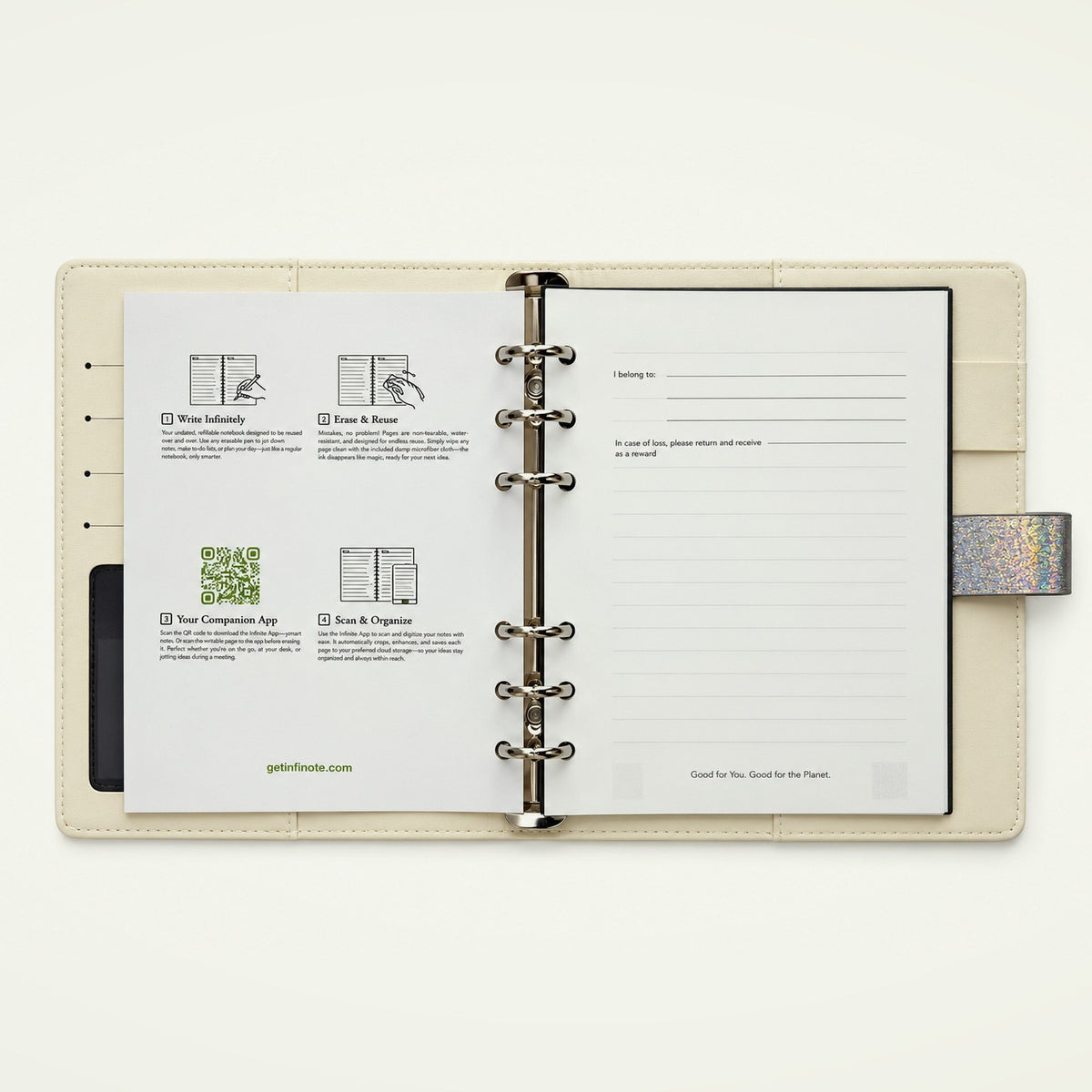 Infinote Executive Mini AI Smart Notebook – Silver, instructions page