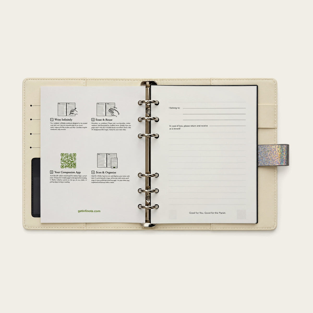 Infinote Executive Mini AI Smart Notebook – Silver, instructions page