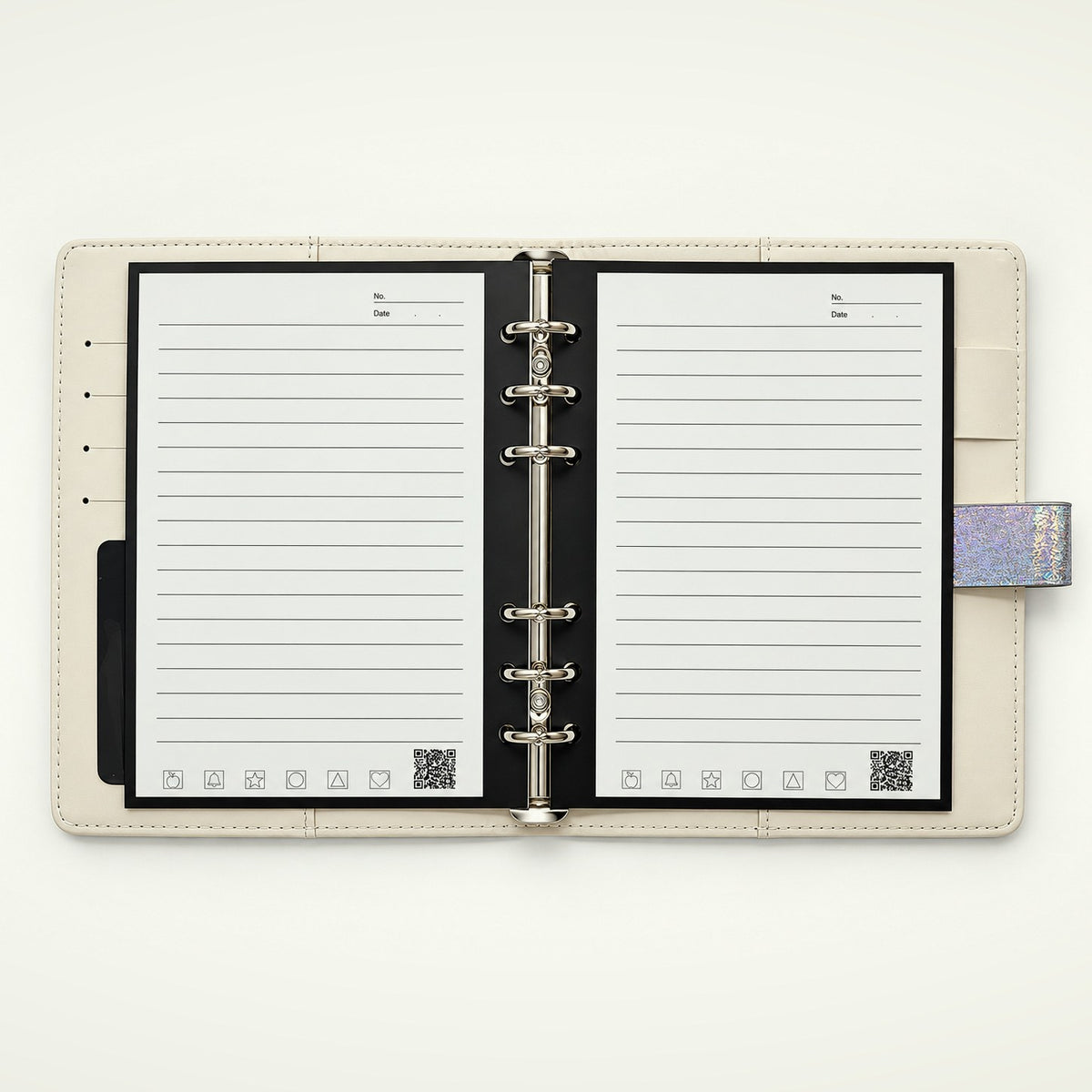 Infinote Executive Mini AI Smart Notebook – Silver, open, ruled pages