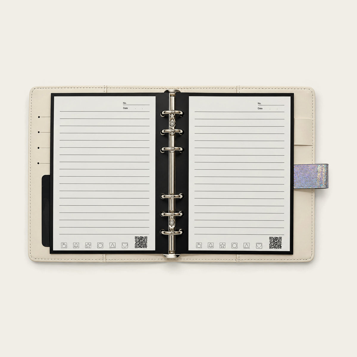 Infinote Executive Mini AI Smart Notebook – Silver, open ruled pages