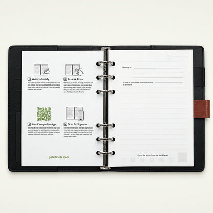 Infinote Executive Mini AI Smart Notebook – Tan Brown, instructions page