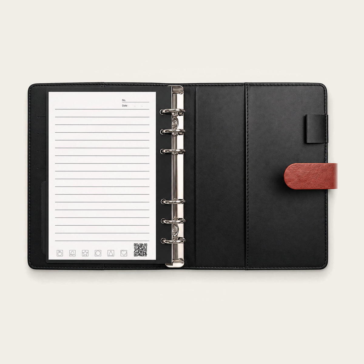Infinote Executive Mini AI Smart Notebook – Tan Brown, open ruled page and cover
