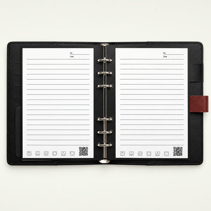 Infinote Executive Mini AI Smart Notebook – Tan Brown, open, ruled pages