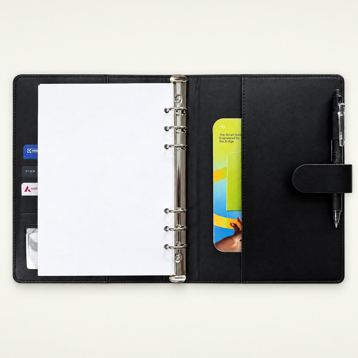 Infinote Executive Series AI Planner Smart Notebook – Black, inside back pocket