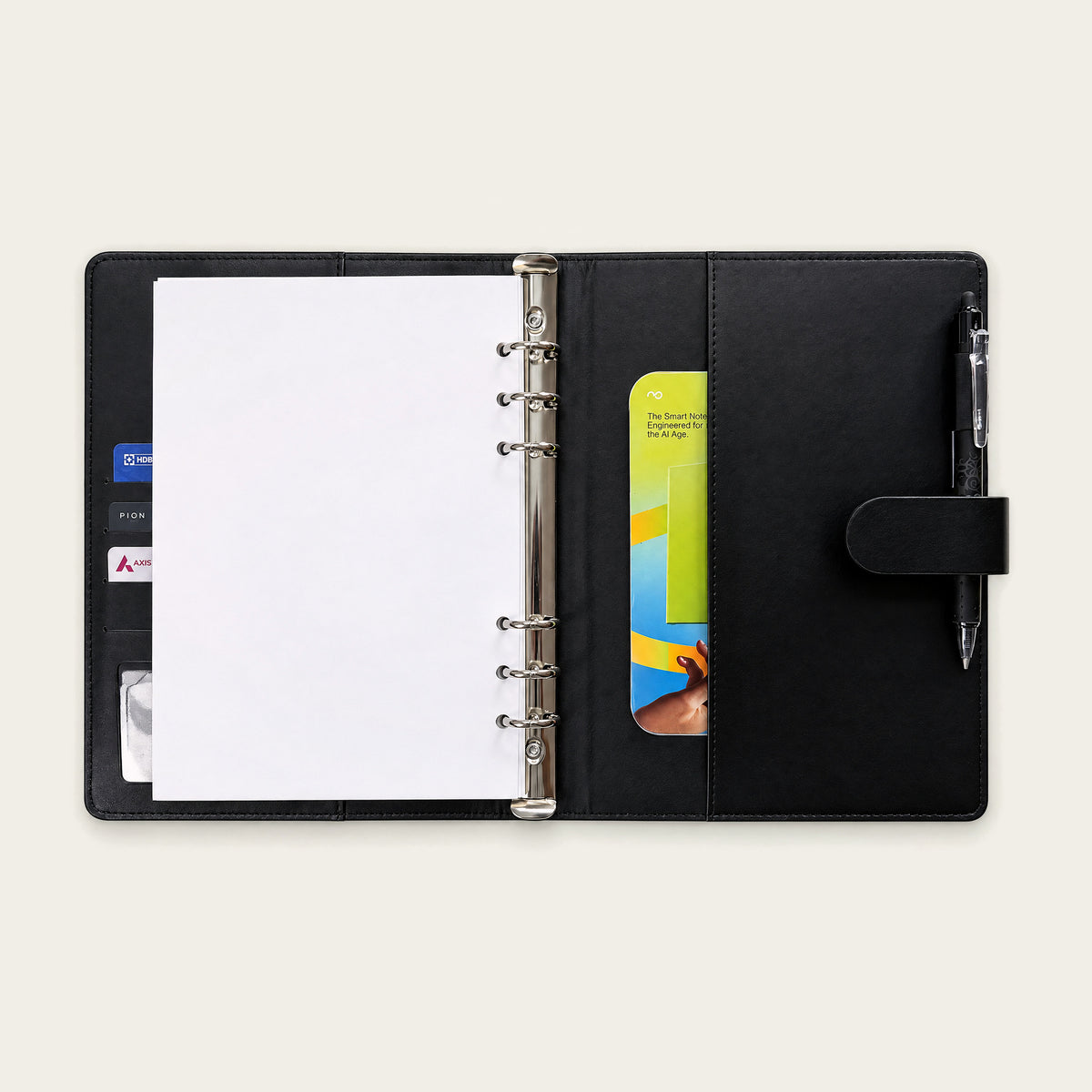 Infinote Executive Series AI Planner Smart Notebook – Black, inside back pocket