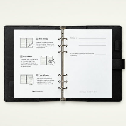 Infinote Executive Series AI Planner Smart Notebook – Black, instructions page