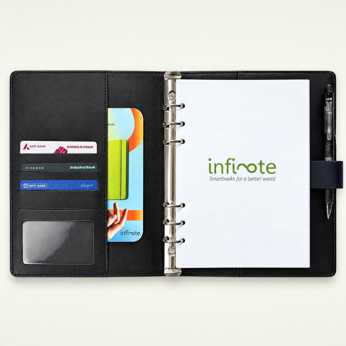 Infinote Executive Series AI Planner Smart Notebook – Navy Blue, branding page