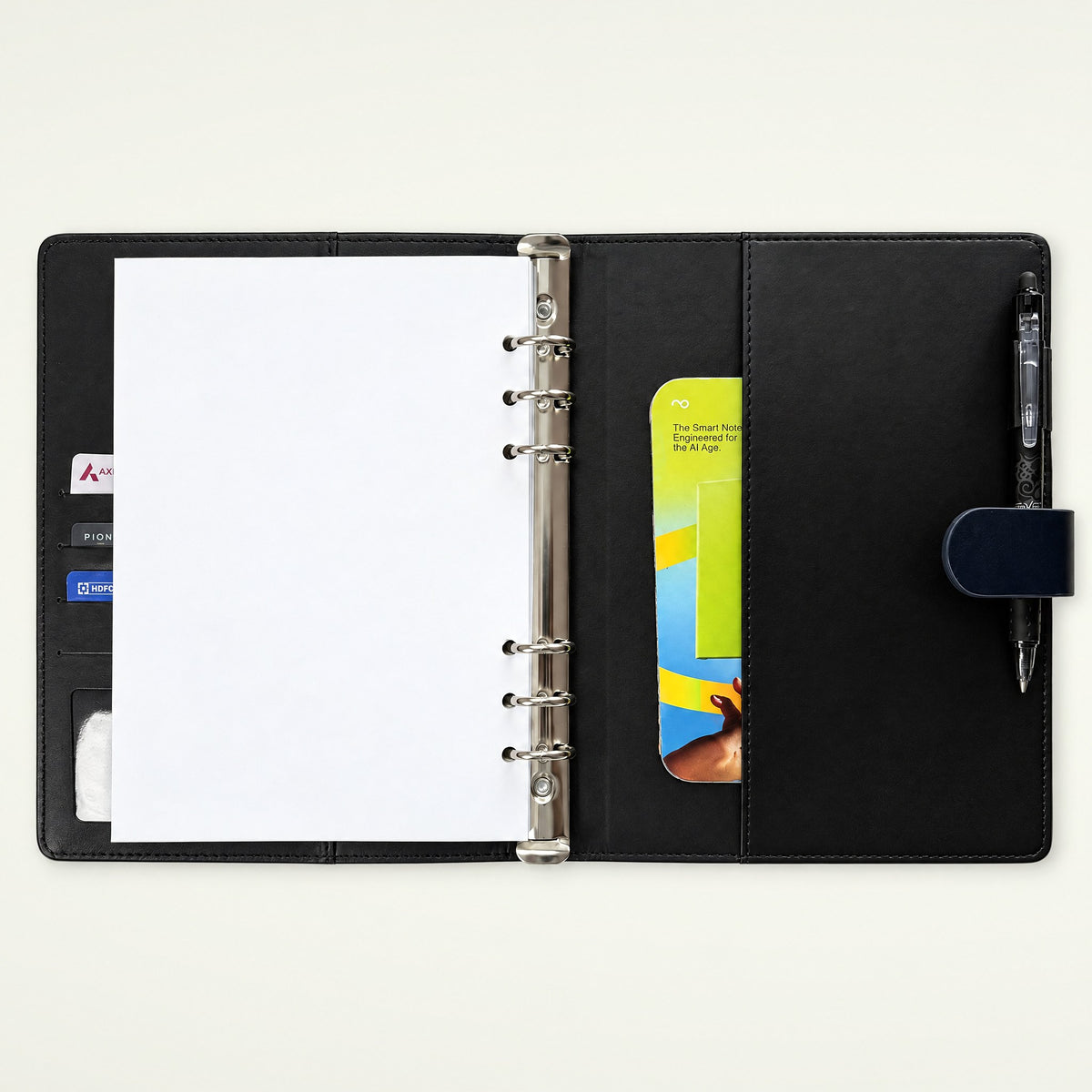 Infinote Executive Series AI Planner Smart Notebook – Navy Blue, inside back pocket