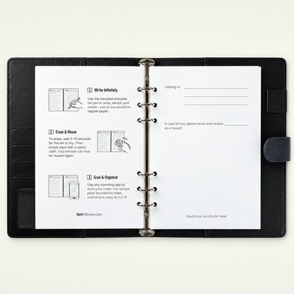 Infinote Executive Series AI Planner Smart Notebook – Navy Blue, instructions page