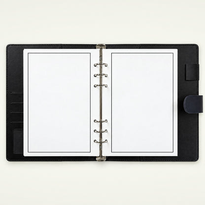Infinote Executive Series AI Planner Smart Notebook – Navy Blue, open, blank pages