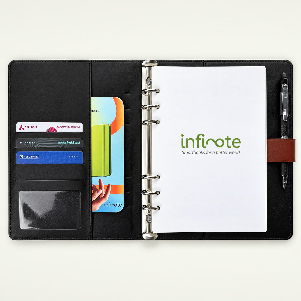 Infinote Executive Series AI Planner Smart Notebook – Tan Brown, branding page