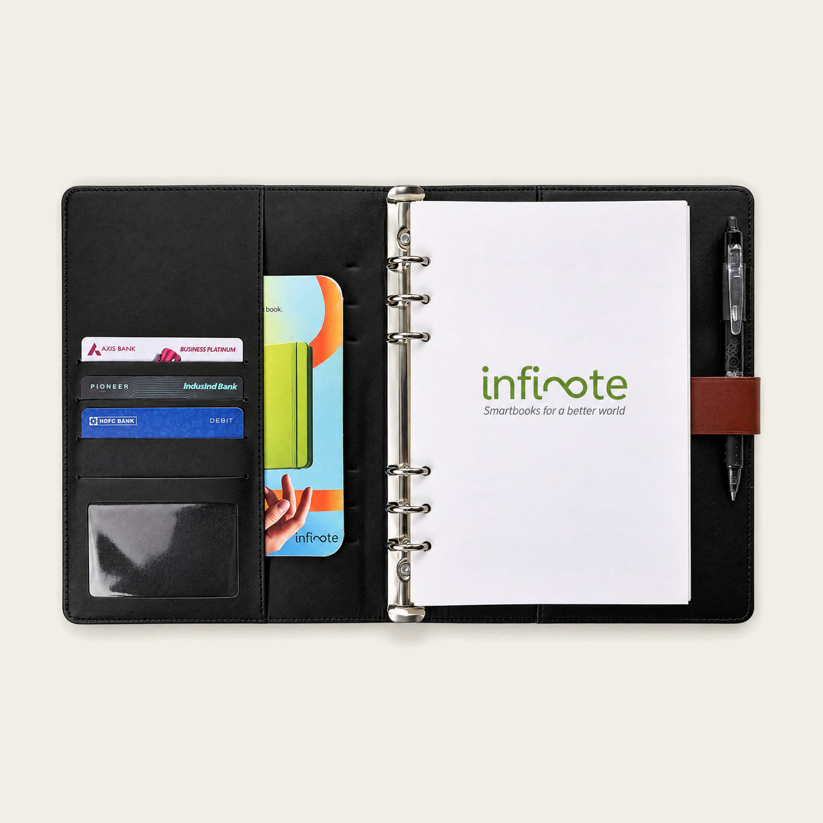 Infinote Executive Series AI Planner Smart Notebook – Tan Brown, branding page