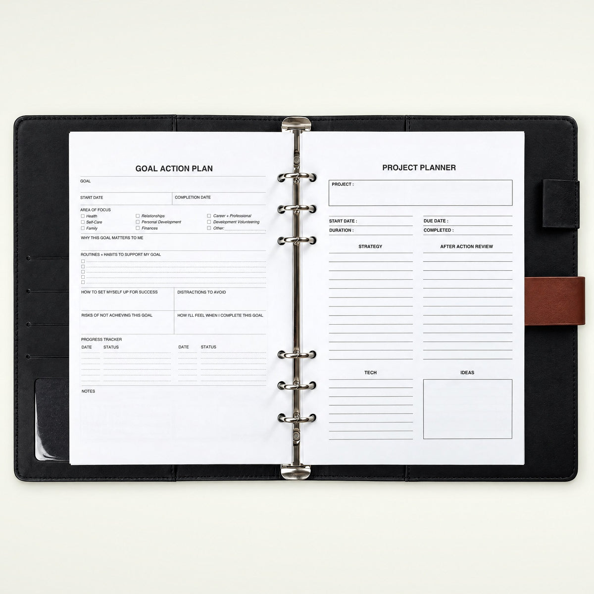 Infinote Executive Series AI Planner Smart Notebook – Tan Brown, planner pages