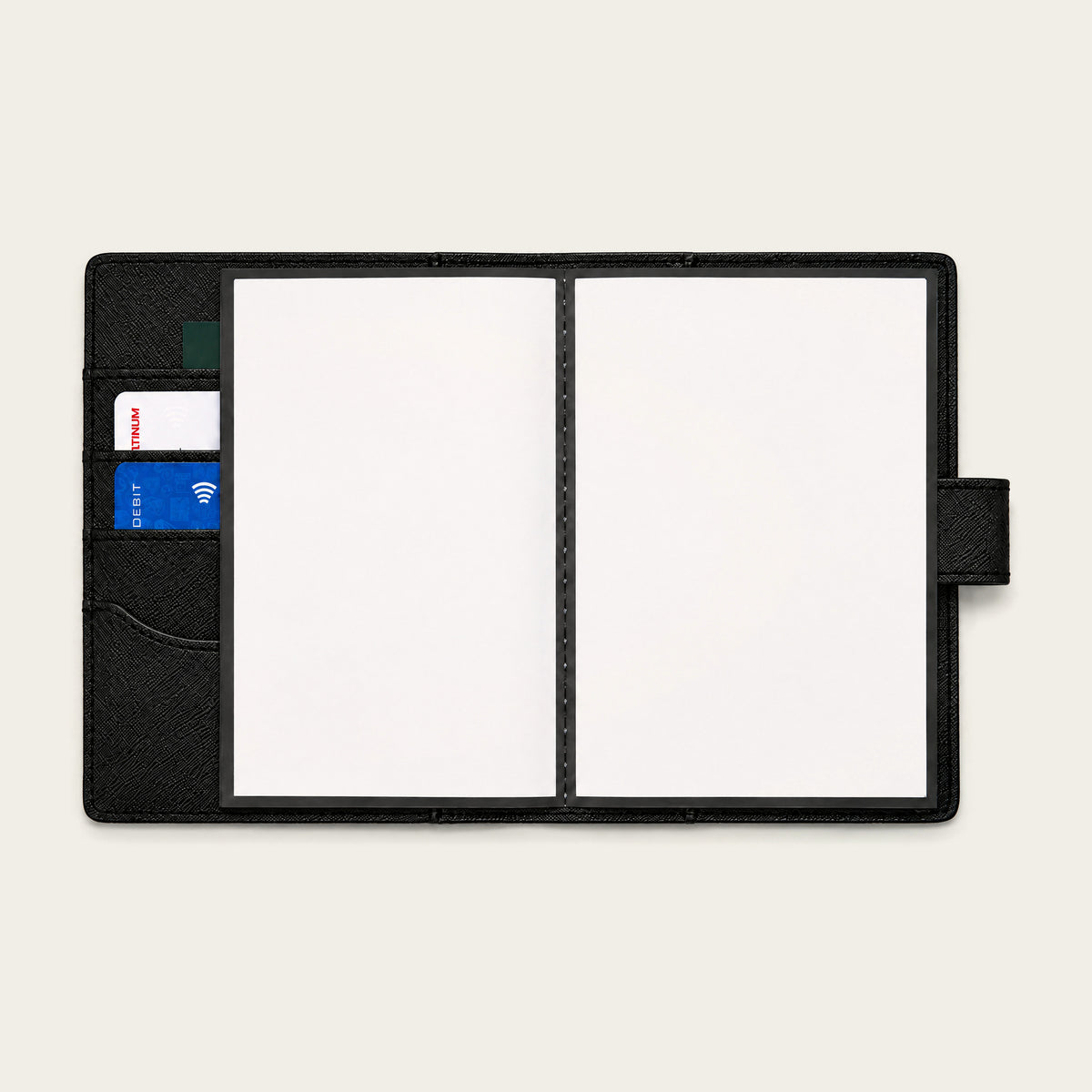 Infinote Field Journal Reusable Stone Paper AI Smart Notebook – Black, open blank pages