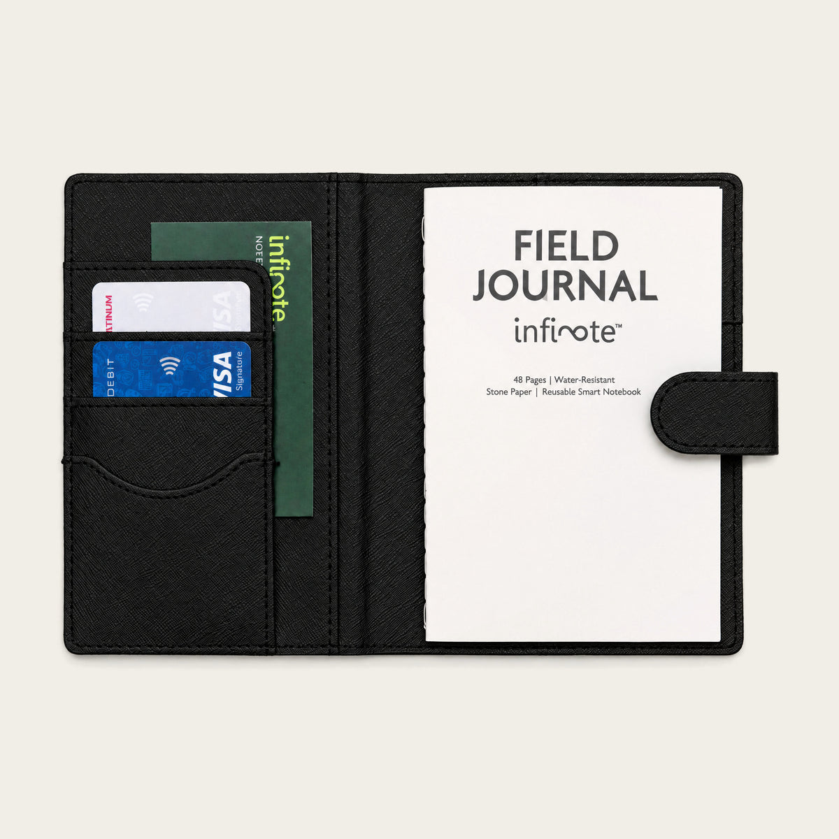 Infinote Field Journal Reusable Stone Paper AI Smart Notebook – Black, title page