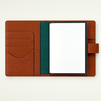 Infinote Field Journal Reusable Stone Paper AI Smart Notebook – Brown, open, card pockets