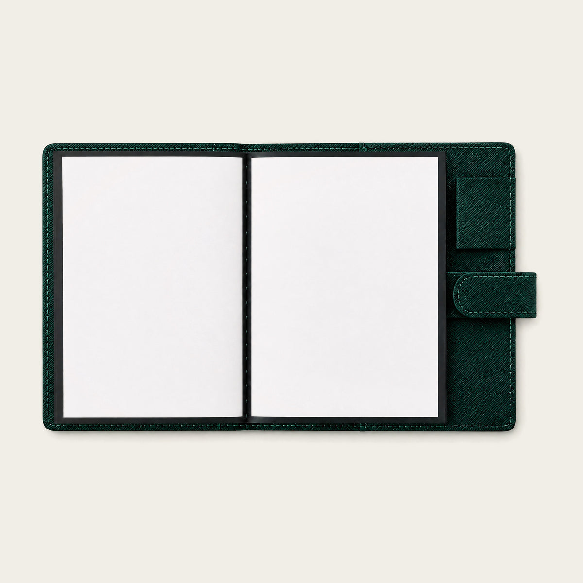 Infinote Field Journal Reusable Stone Paper AI Smart Notebook – Dark Green, open blank pages