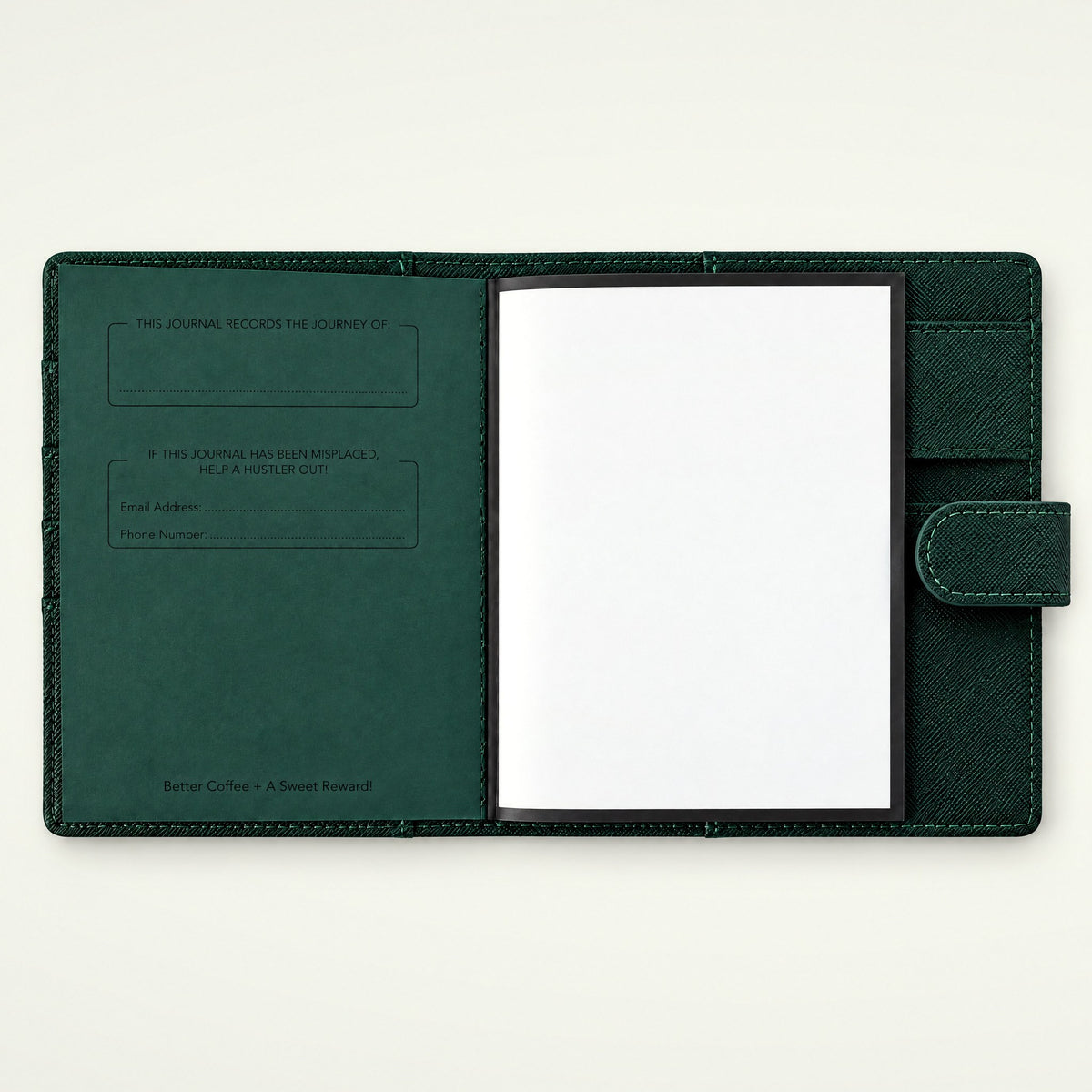 Infinote Field Journal Reusable Stone Paper AI Smart Notebook – Dark Green, open, notebook page