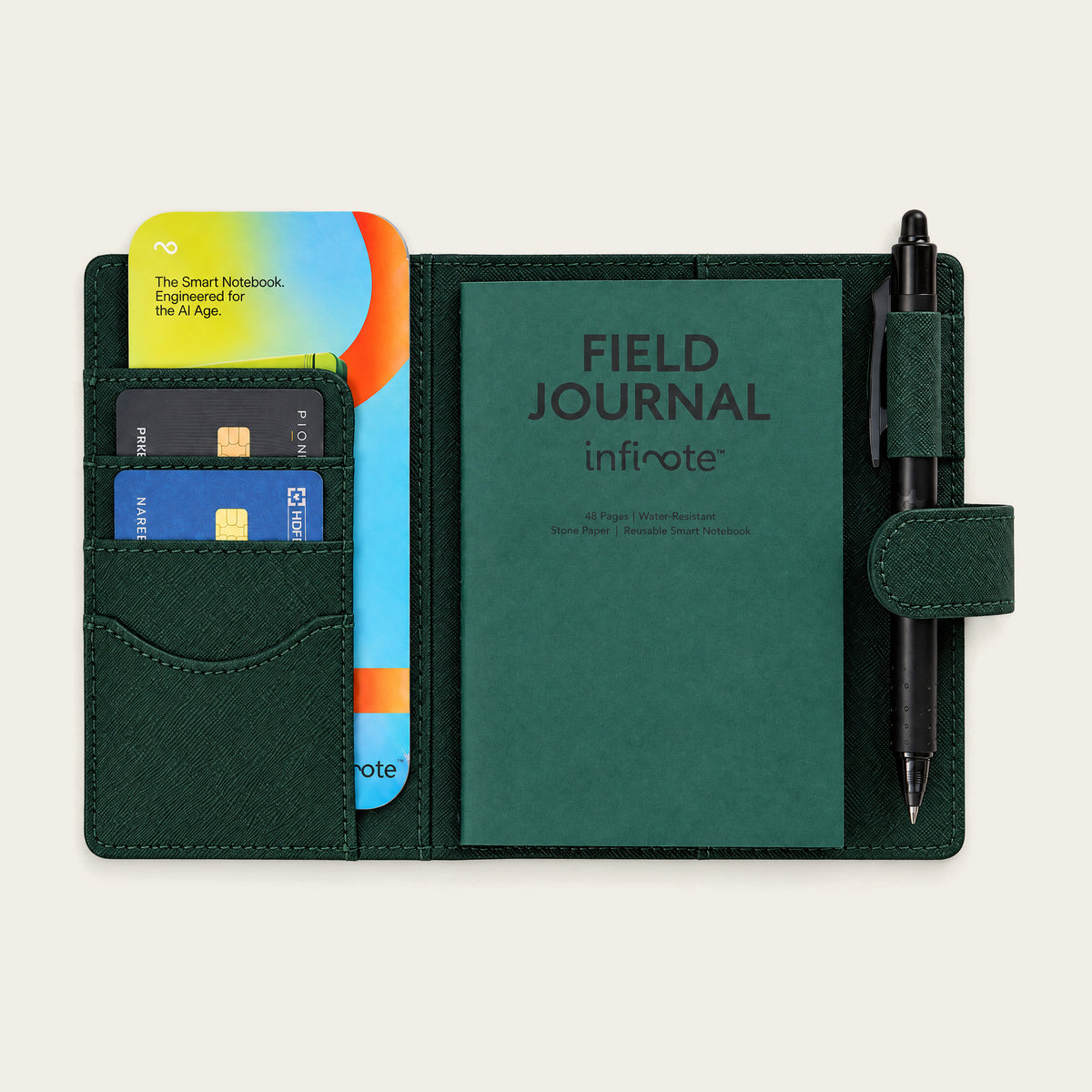 Infinote Field Journal Reusable Stone Paper AI Smart Notebook – Dark Green, title page