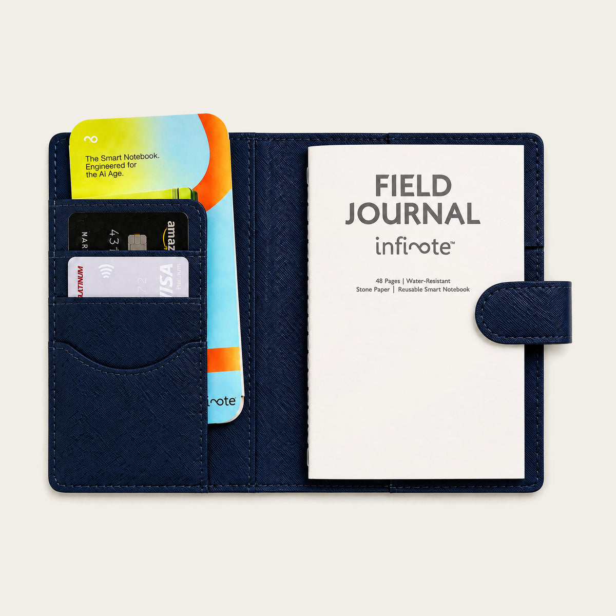 Infinote Field Journal Reusable Stone Paper AI Smart Notebook – Navy Blue, title page
