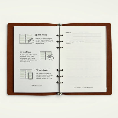 Infinote Hustle Reusable EverWrite Planner – Tan Brown, instructions page
