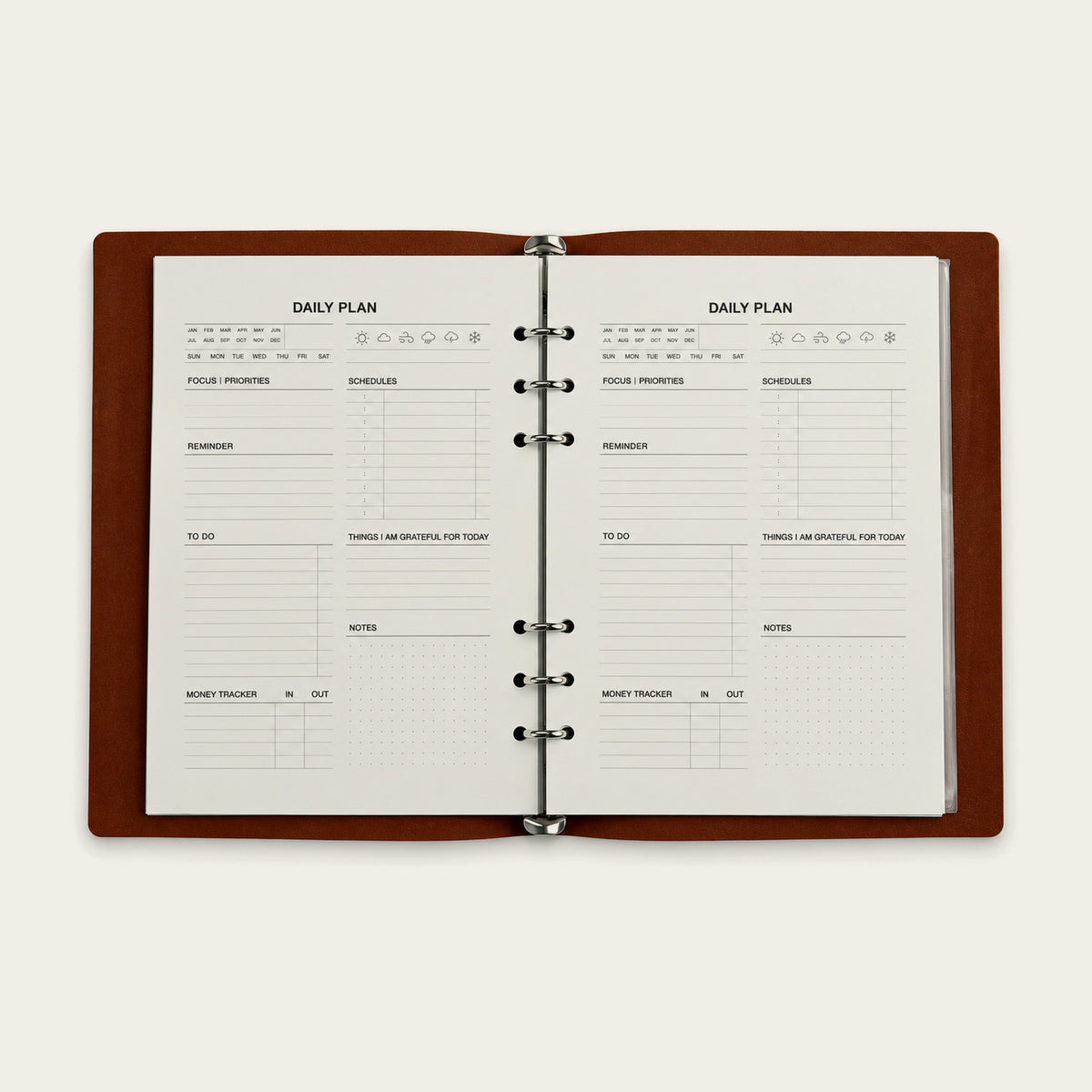 Infinote Hustle Reusable EverWrite Planner – Tan Brown, planner pages 1