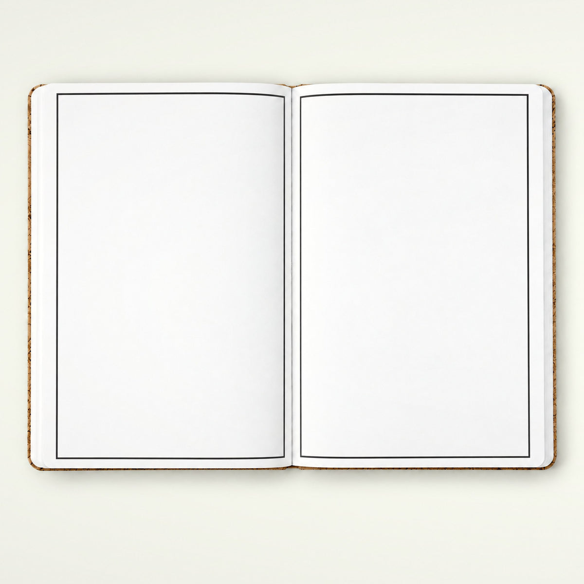 Infinote Nature Series Natural Cork AI Smart Notebook – Chestnut Band, open, blank pages
