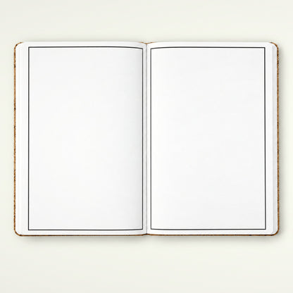 Infinote Nature Series Natural Cork AI Smart Notebook – Chestnut Band, open, blank pages